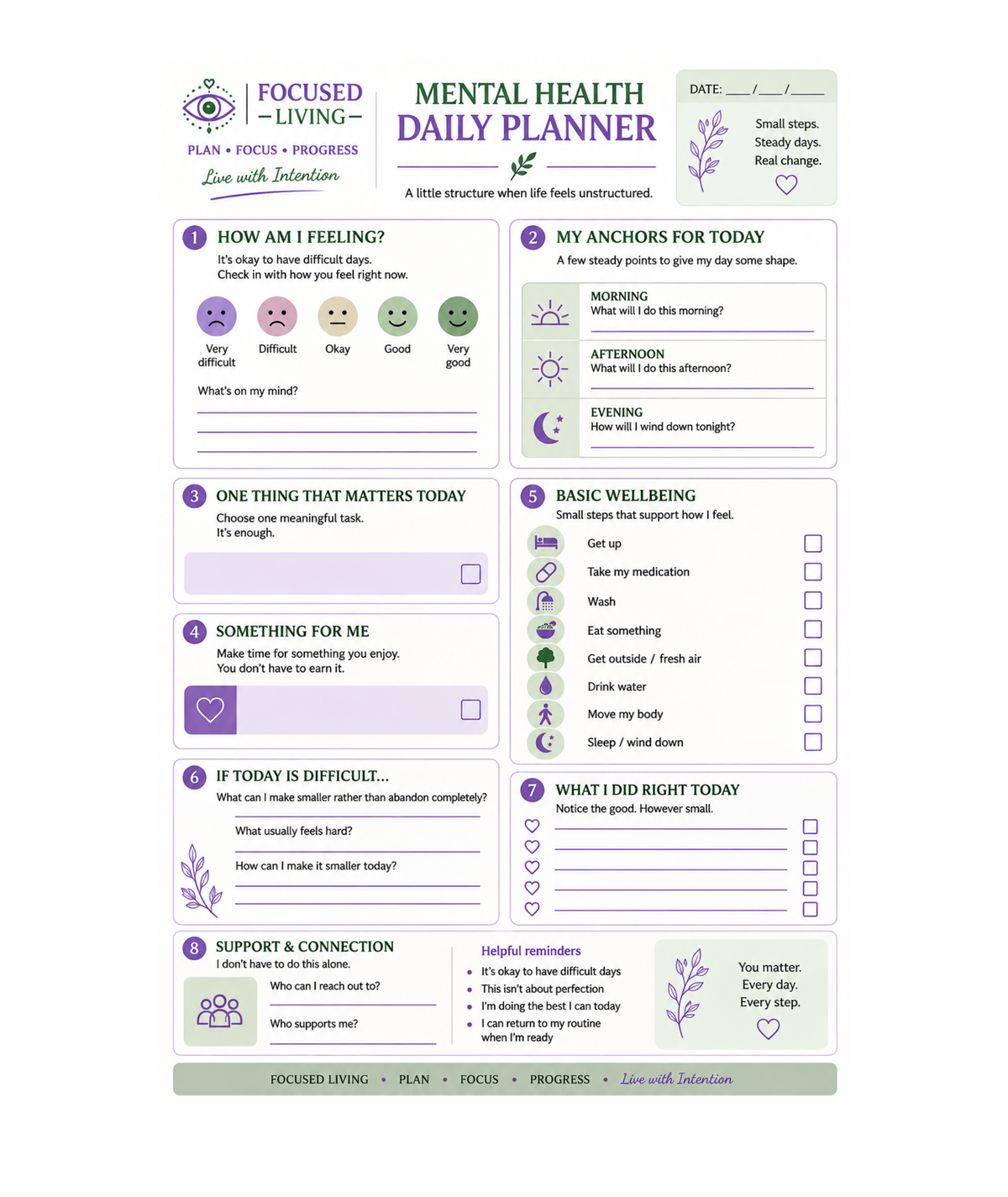 Focused Living Mental Health Planner