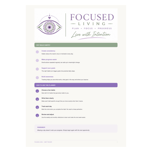 Focused Living Habit Planner cover
